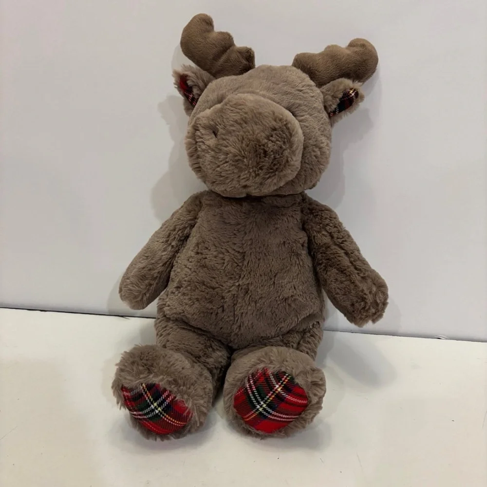 Cloud B Plush Brown Moose Holiday Plaid Soft Stuffed Dreamy Hugginz